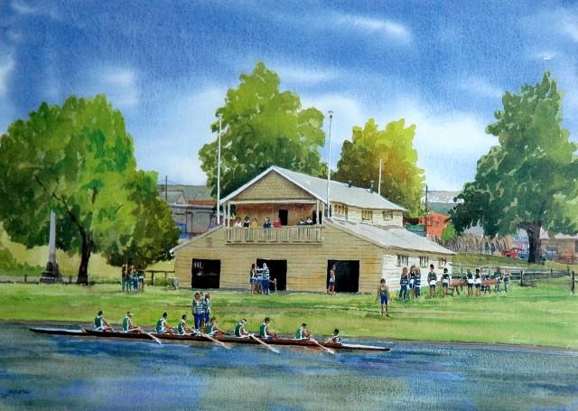 College Rowing Shed by Peter Eggleton, circa 1991.